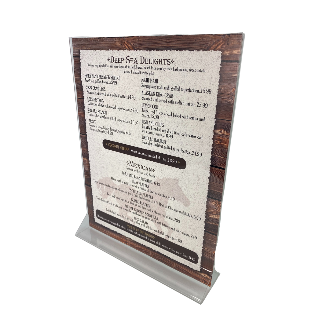 Acrylic Menu Holders - Table Stands