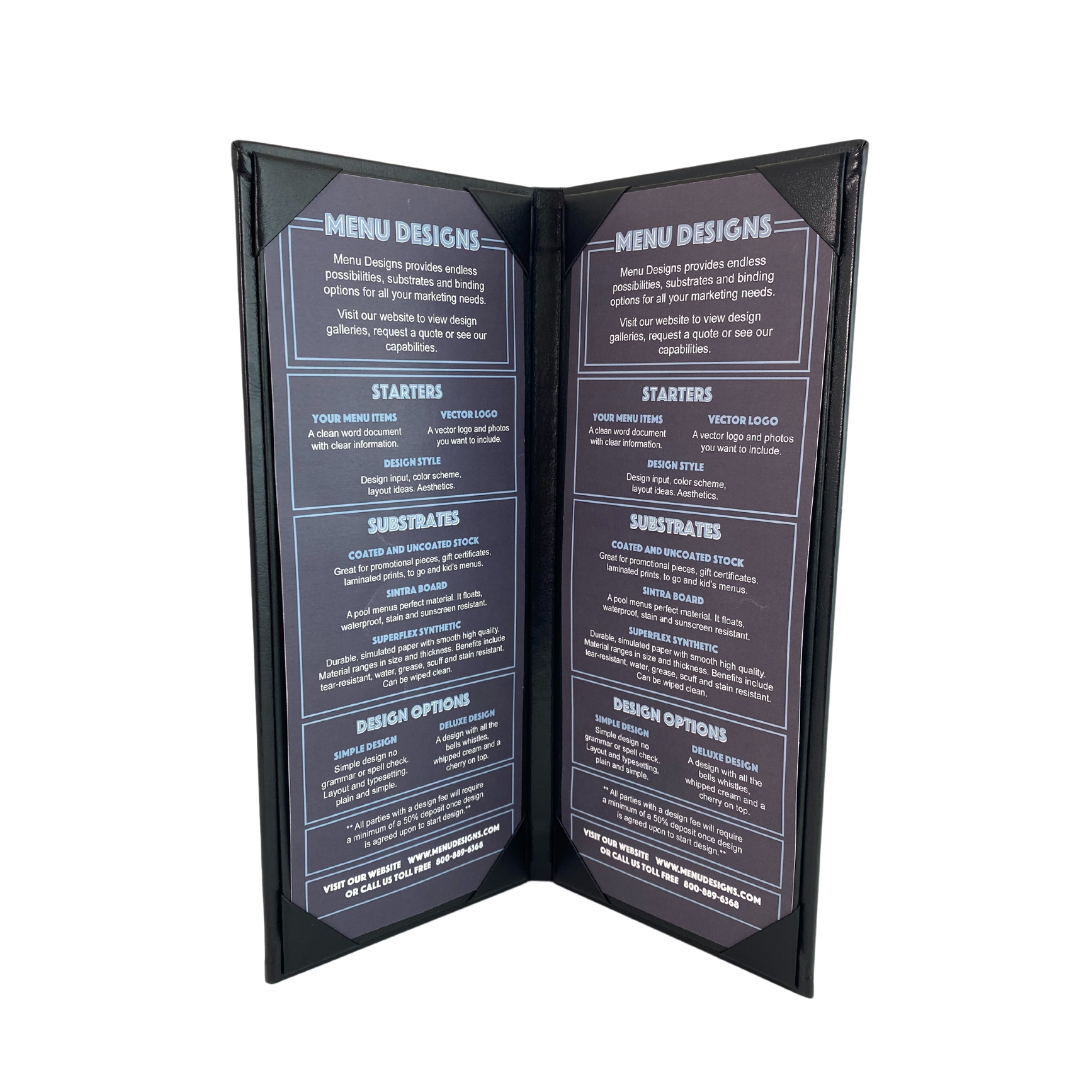 Plaza Style Menu Cover - 2 Panels / 2 Views