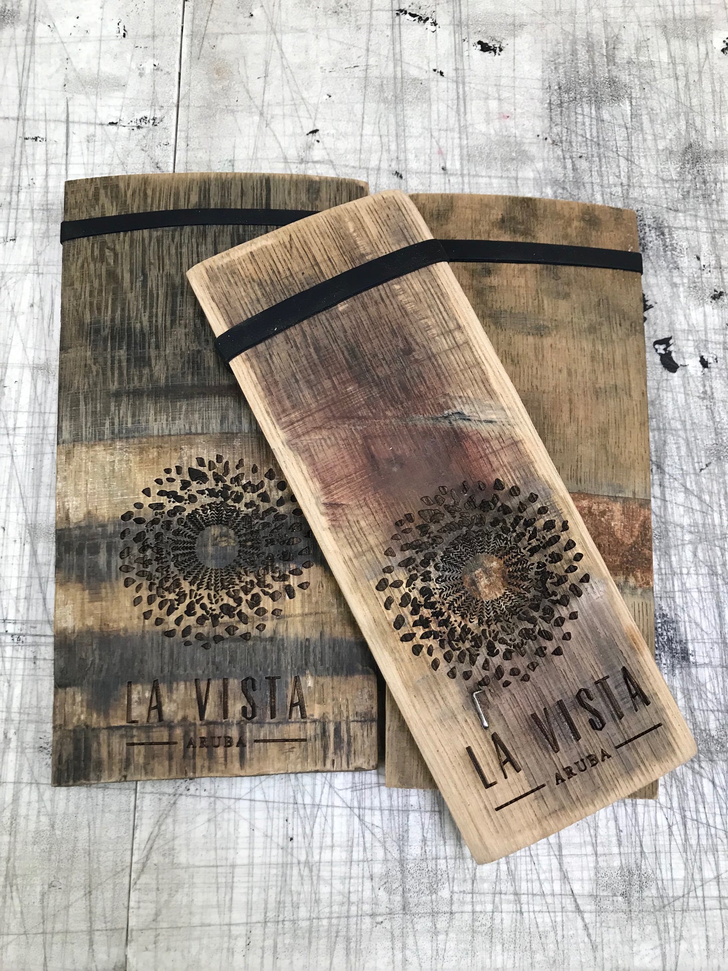Authentic Whiskey Barrel Stave Check Presenter for restaurants, bars and hotels