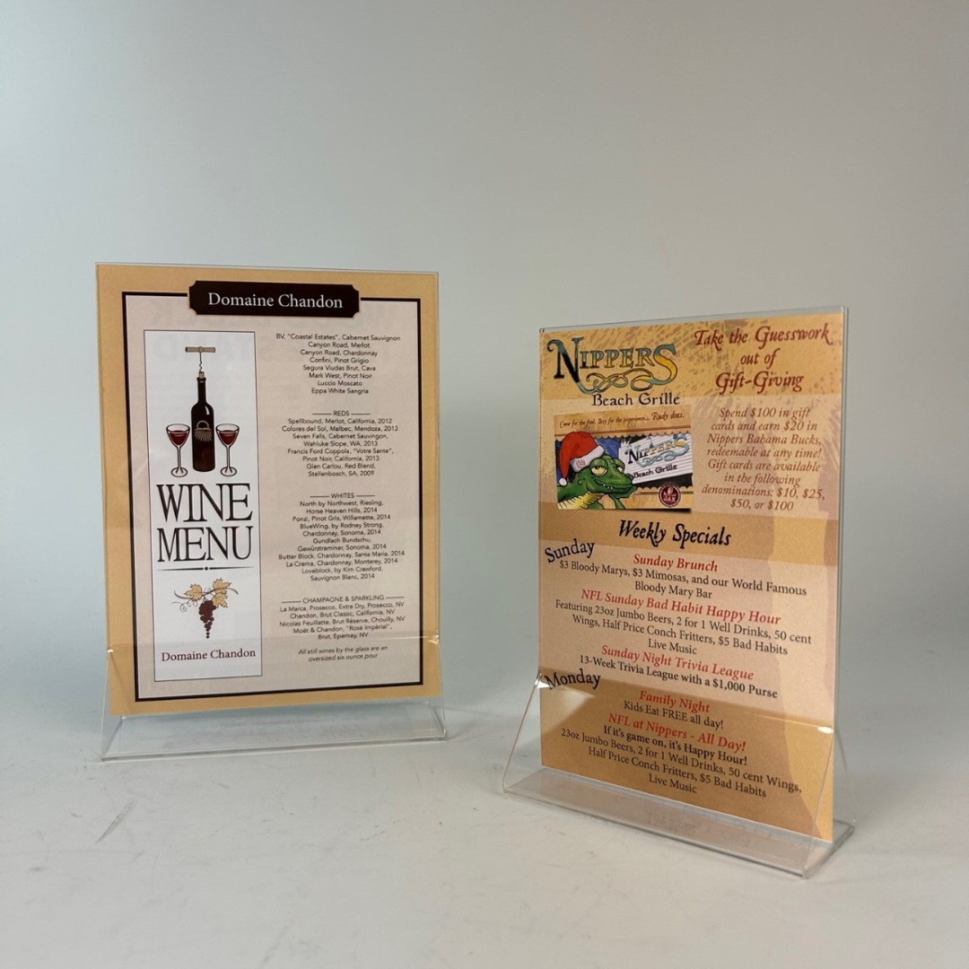 Acrylic Table Stands - Menu Holders