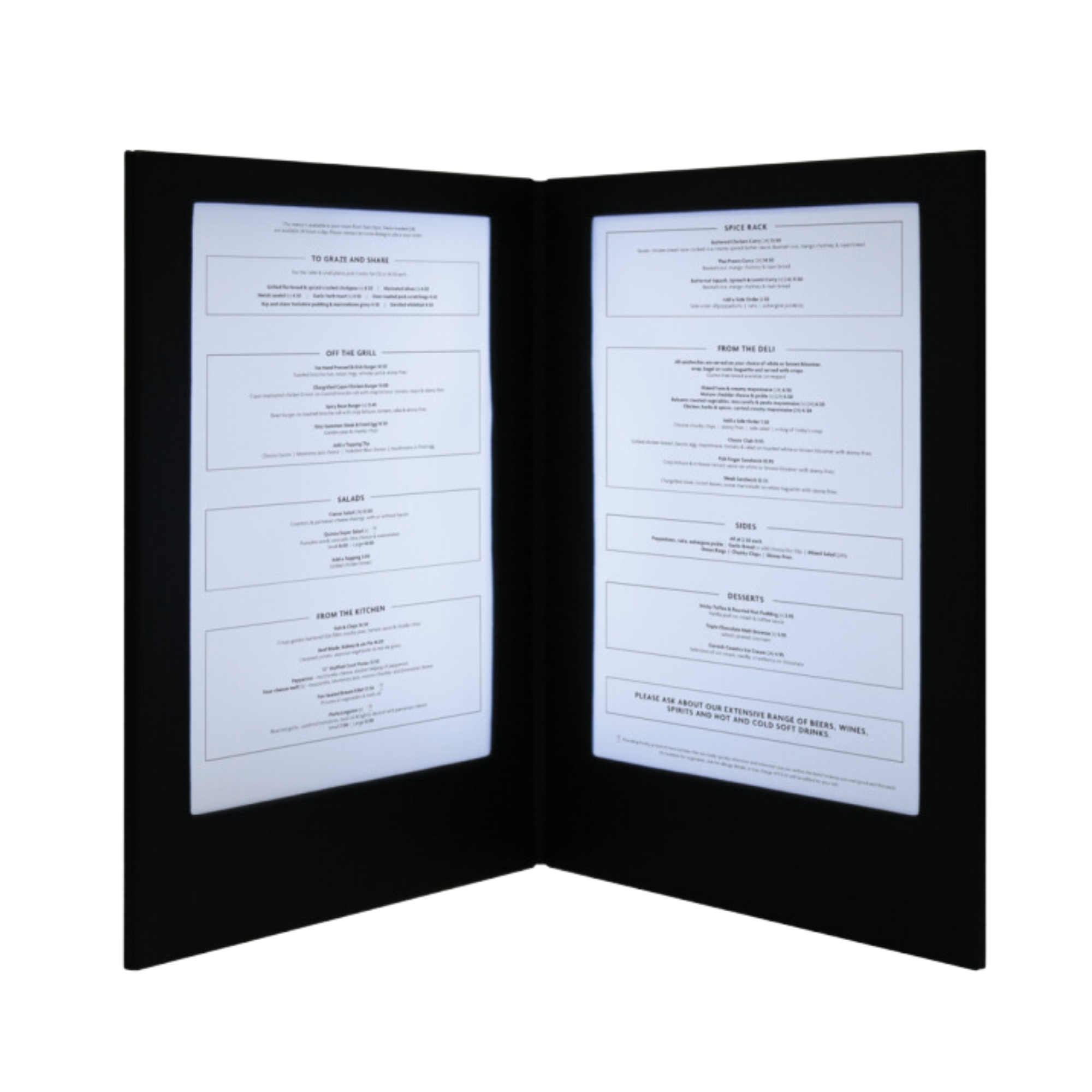 Rechargeable Lighted Menu - Two Panel – Menu Designs