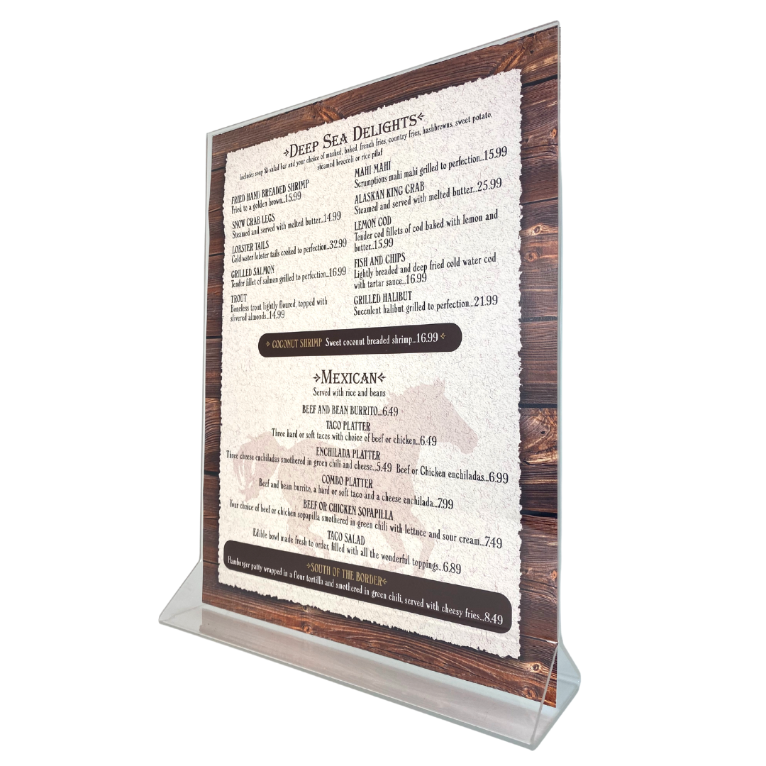 Acrylic Menu Holders - Table Stands