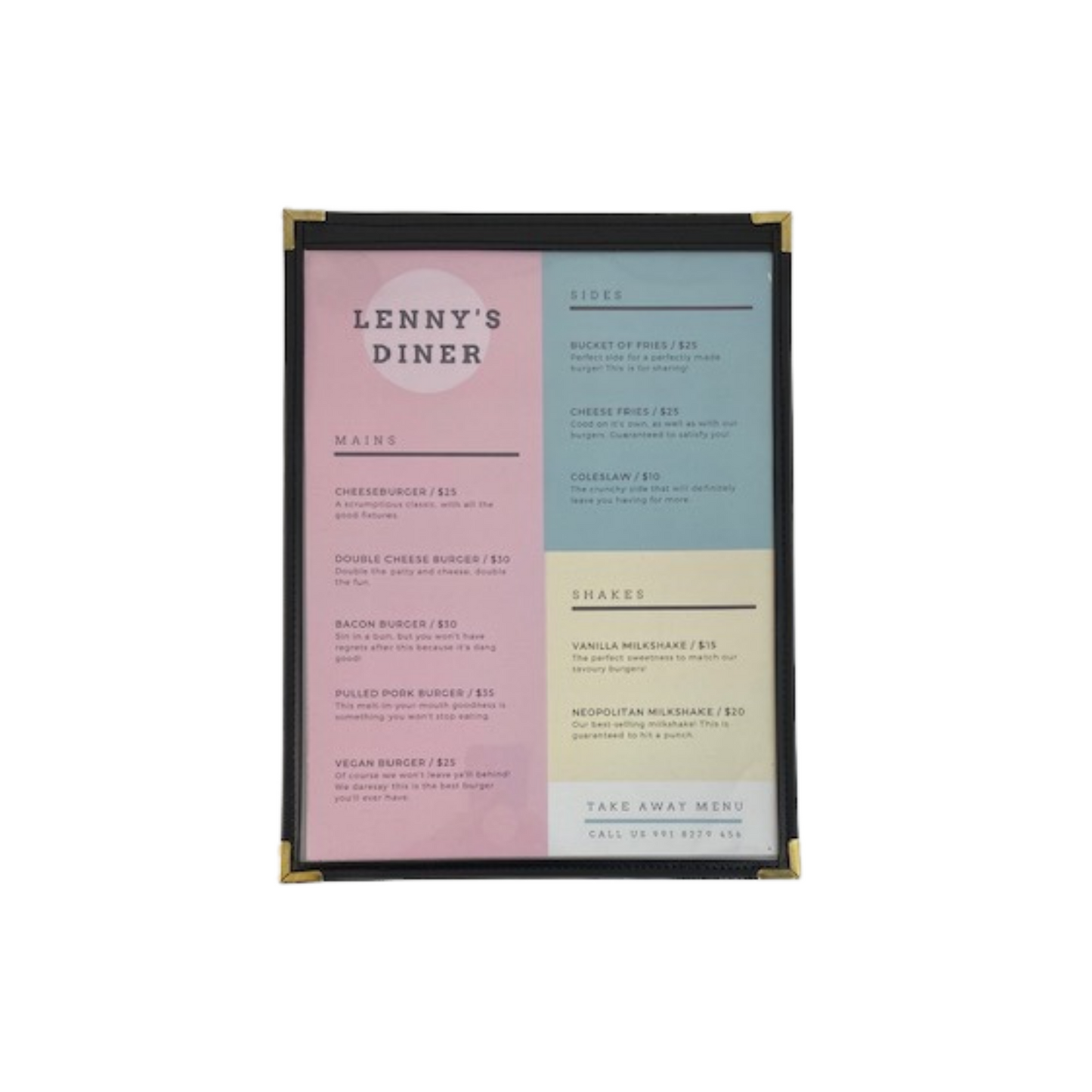 Cafe Menu Covers - One Panel