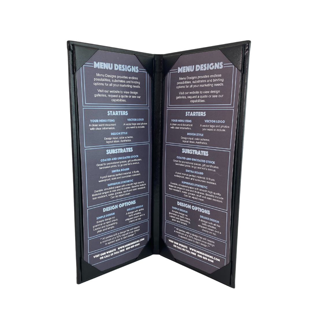 Fl. Over Menu Design Plaza Style Menu Cover - 2 Panels / 2 Views – Menu Designs
