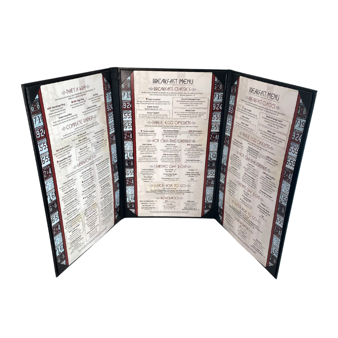 Tri-Fold Three Panel Menu Covers